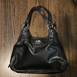 Coach Madison Maggie Black Leather Shoulder Bag